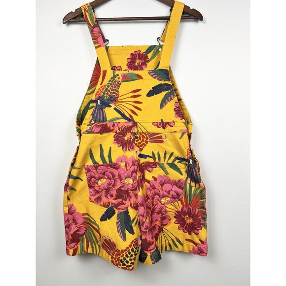 FARM Rio Anthropologie Sabrina Floral Boho Tropical Shorts Overalls Sz S - Picture 3 of 10